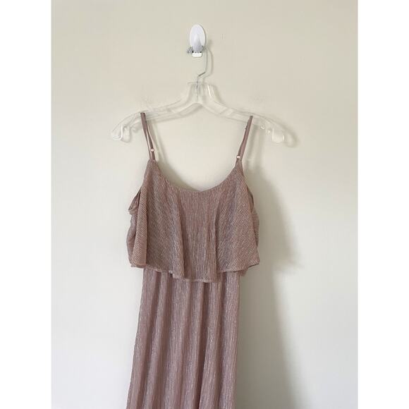 Show Me Your Mumu Caitlin Ruffle Maxi Dress Gown Mauve Metallic Pink Size XS NEW - Picture 7 of 10